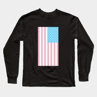 TRANSGENDER USA FLAG (alt. angle) - PALE BLUE, WHITE AND PINK TRANSGENDER FLAG Long Sleeve T-Shirt